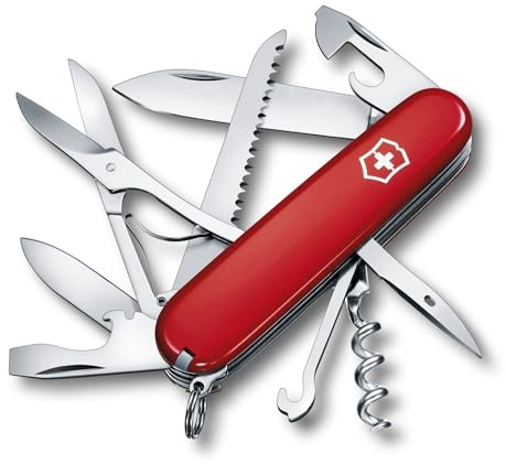 Victorinox Huntsman Swiss Army Knife, 15 Functions, Swiss Made Pocket Knife with Large Blade, Screwdriver, Scissors and Wood Saw - Red