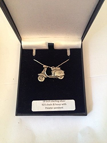 Scooter L pp-t19 English Pewter Emblem auf A 925 Sterling Silber 66 cm Halskette