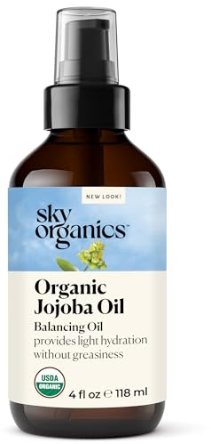 Sky Organics Organic Jojoba Oil, 100% Pure | Moisturizing for Face, Hair, Skin & Nails | Natural Cold Pressed Hexane Free | Base Carrier Oil
