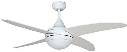 Sulion RM Ventilador de Techo, Acero, MDF, Cristal, Blanco, 132 cm