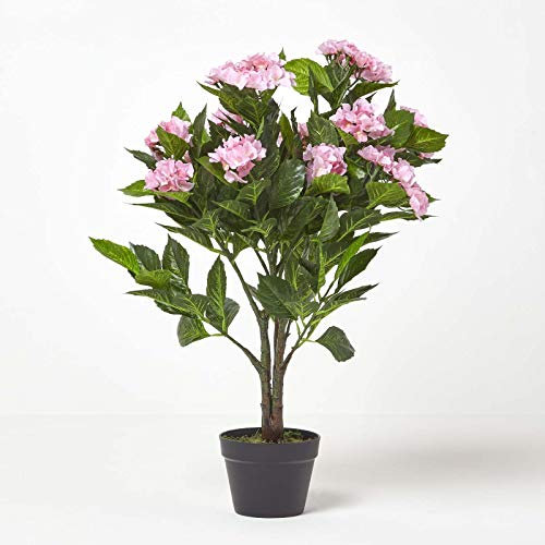 Homescapes Kunstpflanze Kunstblume Hortensie Pink im Topf 85 cm hoch