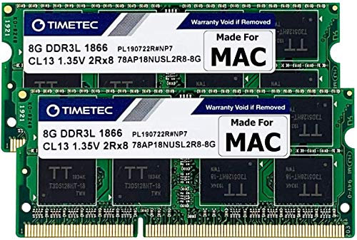 Timetec 16GB KIT(2x8GB) kompatibel für Apple iMac Ende 2015(27 Zoll mit Retina 5K Display) DDR3L 1867MHz/1866MHz PC3L-14900 2Rx8 CL13 1.35V 204 Pin SODIMM Speichermodul MAC RAM Upgrade für iMac 17,1