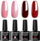 Allenbelle UV Nagellack Soak Off UV Gel Nagellack Nail Art Top Coat Base Coat (7.3ml/pc Lot de 4) 049