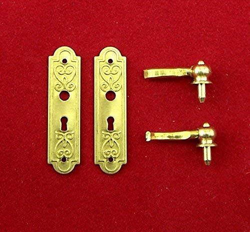 Mini-Türgriffe aus Messing für Puppenstube. Für eine Tür. 2,5 cm. hoch. 1:12