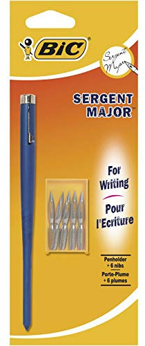 BIC Sergent Major Porte-Plume à Levier - Corps Couleurs Assorties, Blister de 1 + 6 Plumes