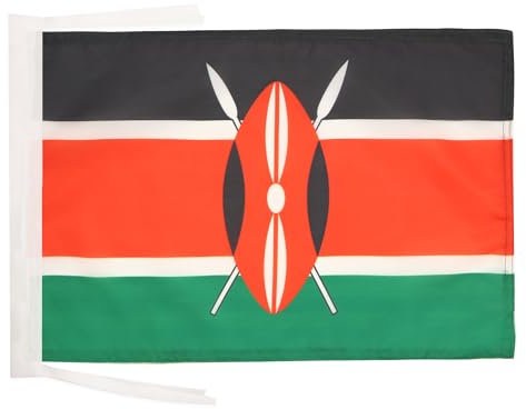 BANDERA de KENIA 45x30cm - BANDERINA KENIANA 30 x 45 cm cordeles - AZ FLAG