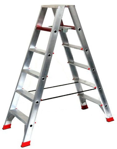 Alu-Profi-Doppelleiter 2x6 Stufen/Sprossen, 140x58x23cm, Aluminium, Marke: Szagato (Stehleiter, Anlegeleiter, Aluleiter, Kombileiter, Leiter)