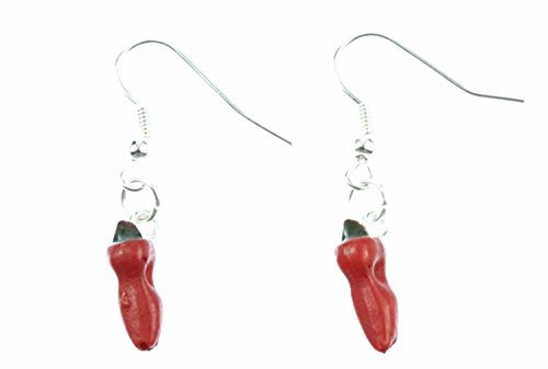 Miniblings Chili Ohrringe Chiliohrringe Peperoni Hänger Paprika scharf mini - Handmade Modeschmuck I Ohrhänger Ohrschmuck versilbert
