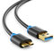 deleyCON 2m Micro USB 3.0 Datenkabel bis zu 5 Gbit/s Ladekabel für Handy Smartphone Tablet Externe Festplatten - USB A-Stecker zu Micro B-Stecker Schwarz