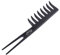 Fine Lines - Twin Tailed Rake Comb - Hair Detangling and Shower Comb Great for Afro, Wet or Curly Hair | Thick Plastic Black antistatic comb
