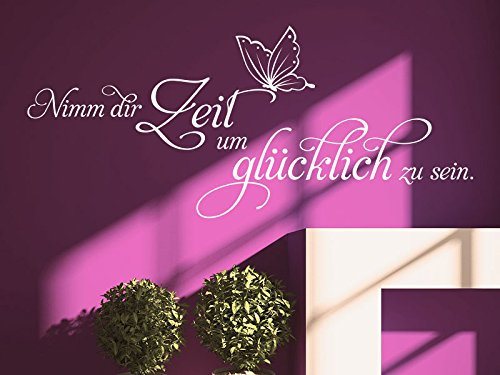 KLEBEHELD® Wandtattoo Nimm dir Zeit glücklich zu sein... (Farbe dunkelrot/Größe 120x52cm)