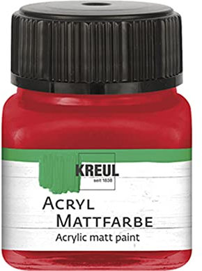KREUL 75272 - Acryl Mattfarbe, dunkelrot im 20 ml Glas, cremig deckende, schnelltrocknende Farbe auf Wasserbasis, für viele verschiedene Untergründe geeignet
