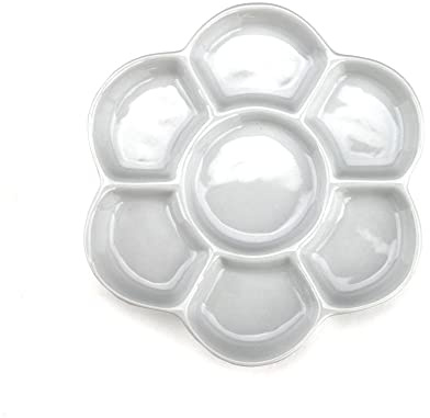Jakar Flower Porcelain Palette with 7 Mixing Wells - Color: White
