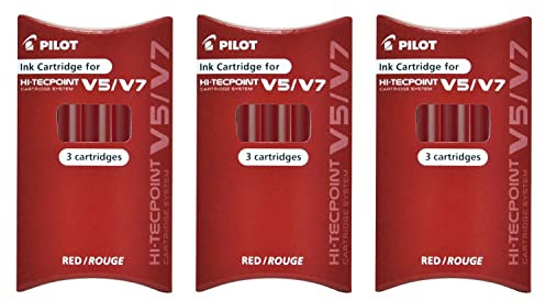 Pilot Set of 3x V5/7 Red Refillable Cartridges