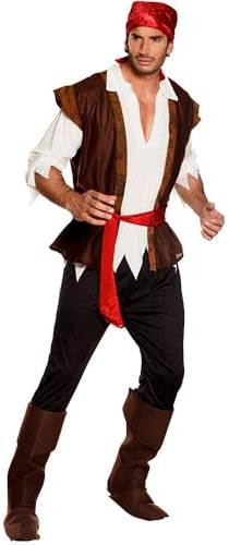 Boland - Kostüm für Erwachsene Pirat Thunder, Hose, Shirt, Weste, Stulpen, Captain, Jack, Sparrow, Seeräuber, Meuterei, Karneval, Halloween, Fasching, Mottoparty, Verkleidung, Theater