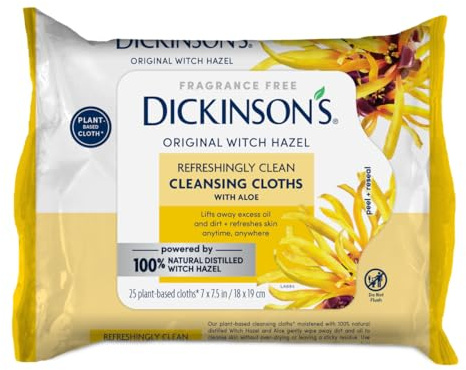 Dickinsons Lot de 25 lingettes nettoyantes rafraîchissantes au quotidien avec noisette