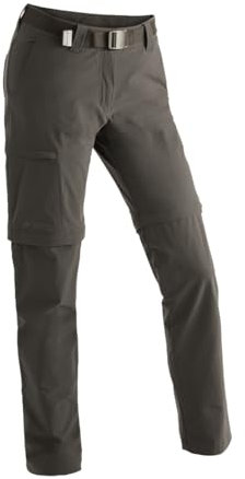Maier Sports Inara Slim Zip, Damen Wanderhose, Wasserabweisende Hose für Trekking und Hiking, Enganliegender Schnitt, Zipp-off-Funktion, PFC-frei, mSTRETCH pro 4 & Dryprotec, Braun, 22 (W35/L30)
