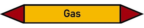 LEMAX® Aufkleber Kleines Rohrleitungsetikett, Gas Folie selbstklebend Gelb Schriftfarbe: Schwarz Zusatzfarbe: Rot 100x15mm (10x1,5cm)