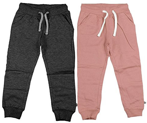 MINYMO Mädchen 2er Pack Sweat Pants/Freizeithose Für Hose, Mehrfarbig (Blusher/Rosa/Grau 568), 122 EU