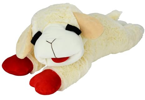 Multi Pet Offiziell Lizenziertes Lamb Chop Jumbo-Hundespielzeug, Plüsch, 61 cm, Weiß