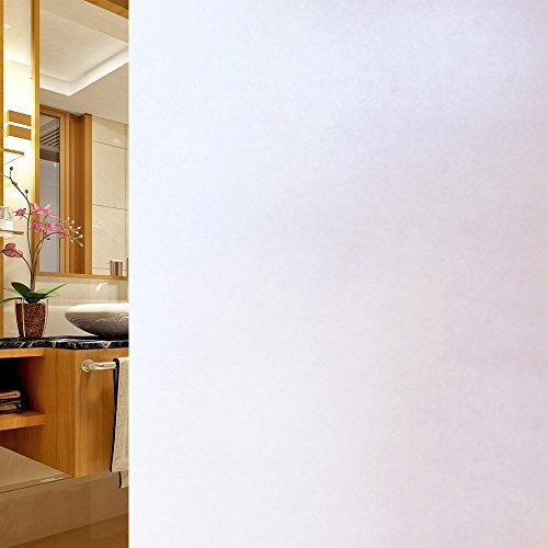 DUOFIRE DS001W Film décoratif pour fenêtre - Non adhésif - sans Colle - Film Statique et Anti-UV - Blanc givré - 60 x 300 cm