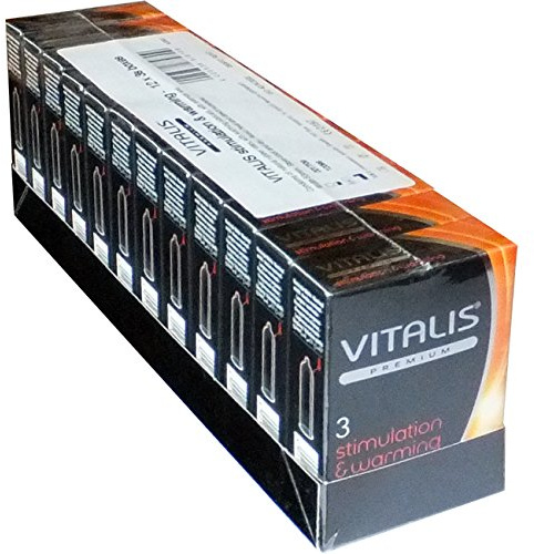 Vitalis Premium Stimulation & Warming Effect - VORTEILSPACK - heiße Kondome mit Wärme-Effekt - heiße Stimulation, warme Gefühle, zuverlässige Sicherheit - 12 x 3 Stück