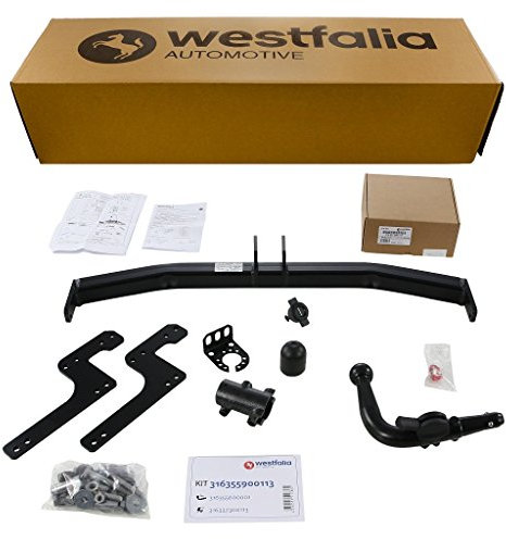 Westfalia Abnehmbare Anhängerkupplung für Renault Captur (BJ 05/2013-06/2019), Renault Clio IV Fließheck (BJ 11/2012-06/2019) - im Set mit 13-pol. fzg.-spez. Westfalia Elektrosatz