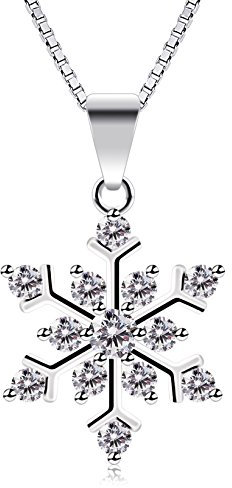 B.Catcher Halskette Schneeflocken Damen Kette Anhänger 925 Sterling Silber Valentinstag Geschenk''Die Eiskönigin''45cm Kettenlänge