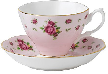 Royal Albert New Country Pink Roses Tee Tasse und Sauce Vintage Box, Mehrfarbig, Knochenporzellan, 20.3cm