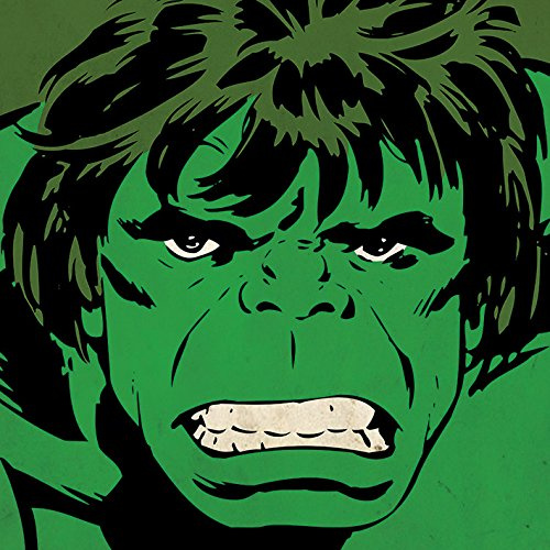 Marvel Comics Hulk Close-Up, 40 x 40 cm, Leinwanddruck, Mehrfarbig