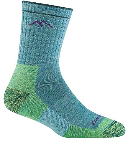 Darn Tough, Hiker (Style #1903), Merino Wool, Micro Crew, Midweight, Women’s Cushioned Hiking Socks - Aqua Heather Medium