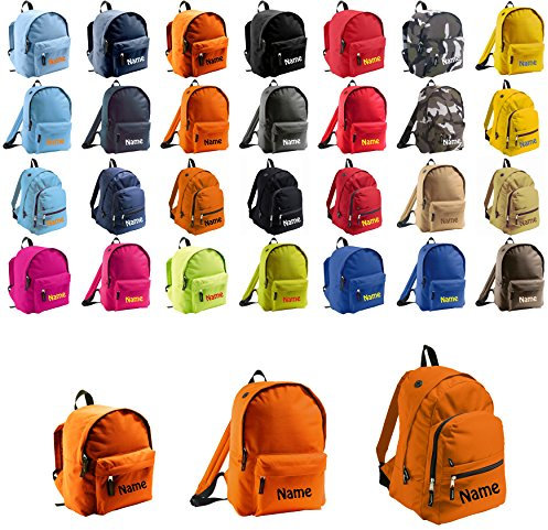 Schnoschi Kleiner Kinderrucksack orange mit Namen Bestickt