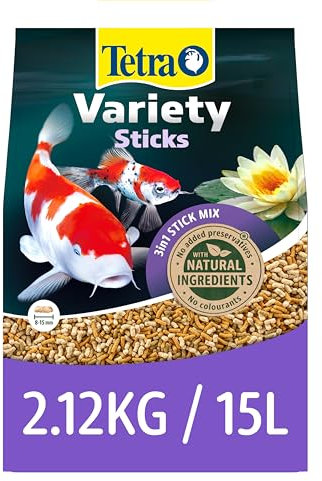 Tetra Pond Variety Sticks - Fischfutter-Mix für Teichfische aus drei verschiedenen Sticks, für die Gesundheit, Farbenpracht und Vitalität aller Fische im Teich, 15 L Beutel