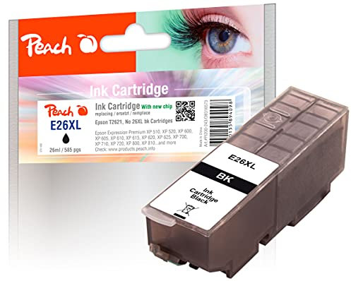 Peach E26 Druckerpatrone XL schwarz ersetzt Epson No. 26XL bk, C13T26214010 für z.B. Epson Expression Premium XP -510, Epson Expression Premium XP -520, Epson Expression Premium XP -600