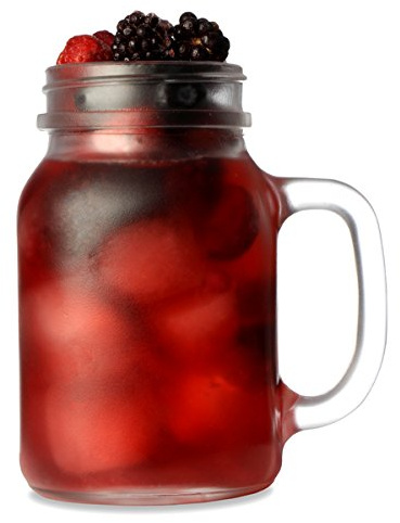 Frosted Mason Drinking Jar Glasses 1 Pint - Set of 4 - Gift Boxed Drinking Jars for Cocktails
