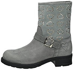Twin-Set - Stivale, Tronchetto, Grigio Scamosciato, Cuoricini di Strass, Ragazza e Ragazze, Donna, Bambina-39