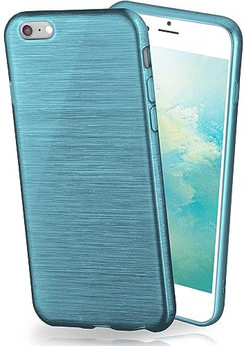 moex Stylish brushed aluminium look & strong grip | Ultra thin silicone case suitable for iPhone 6s / iPhone 6 in Turquoise