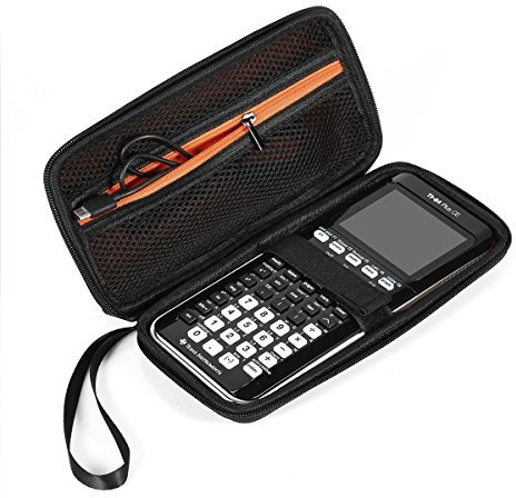 BOVKE Hartschalen-Taschenrechner-Tasche für Texas Instruments TI-84 Plus CE/TI-83 Plus CE/Casio fx-9750GII, mit zusätzlicher Reißverschlusstasche für Kabel, Handbuch, und andere Utensilien, Schwarz