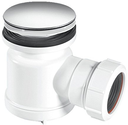 McAlpine STW3-M Water Seal Shower Trap Chrome Plated Stainless Steel Mushroom Flange, White