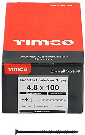 TIMco 00100DRYC PH2 Philips Coarse Drywall Screw 4.8 x 100 - Black (Box of 500)