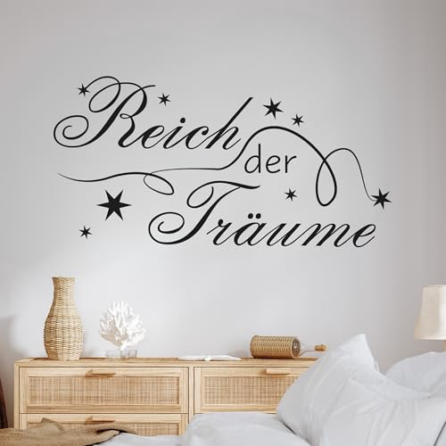 GRAZDesign Wandtattoo Schlafzimmer Reich der Träume Wandaufkleber Sprüche Erwachsene - 113x57cm / 070 schwarz
