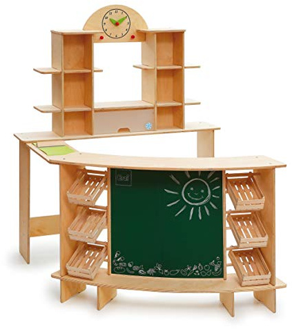 Erzi 10059 Shop Premium XL aus Holz, Kaufladenspielzeug für Kinder | Kaufmannsladen, Rollenspiele, Kreative Spielwelten gestalten