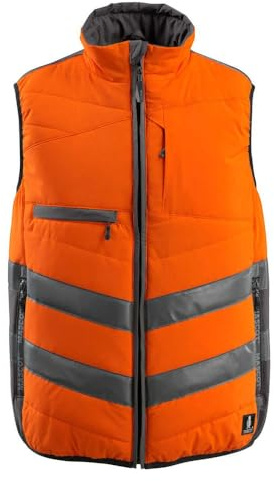 Mascot 15565-249-1418 Grimsby Safe Supreme Padded Water Repellent Class 1 Winter Gilet, Size 3XL, Hi-Vis Orange/Dark Anthracite