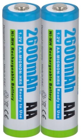 Akku kompatibel mit Canon AA (2er Pack) - NI-MH 2600mAh 1.2V - für PowerShot A100, A200, A300, A400, A810, SX120 is