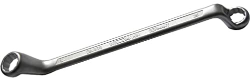 SW-Stahl 01201L Doppelringschlüssel 6 x 7 mm - Tief Gekröpfter | Chrom-Vanadium Stahl - DIN 838 Wellenprofil Ringschraubenschlüssel - Schlanke Form für Tiefliegende Schrauben