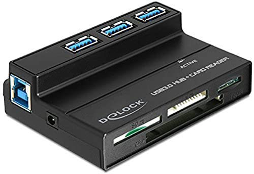 Delock 91721 All-in-1 Kartenleser mit Hub (1x Strombuchse, USB 3.0) schwarz