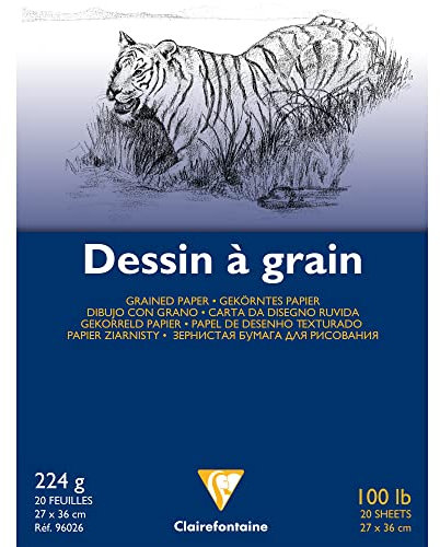 Clairefontaine 96025C Zeichenblock (20 Blatt, 224 g, 27 x 36 cm, ideal für Kunstunterricht, geleimt) weiß
