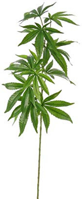 Hanf Kunstpflanze 95cm mit Cannabis Blättern aus Textilfaser Material - Künstlicher Hanfzweig künstliche Marihuana Pflanze Hanfpflanze
