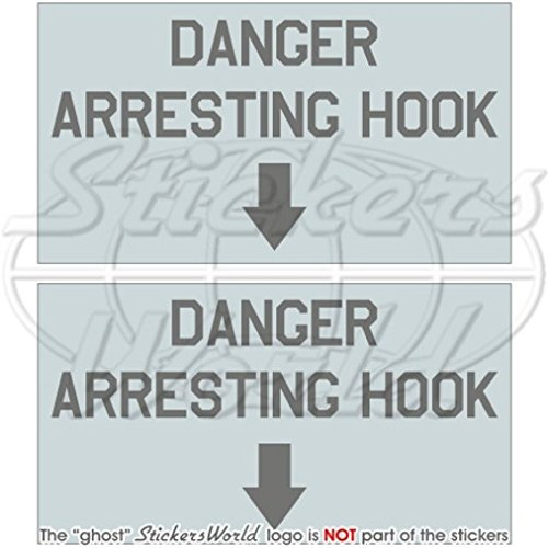 Gefahr Arretierung Haken lowvis USAF US Navy Flugzeug 7,6 cm (75 mm) Vinyl Sticker, Aufkleber X2