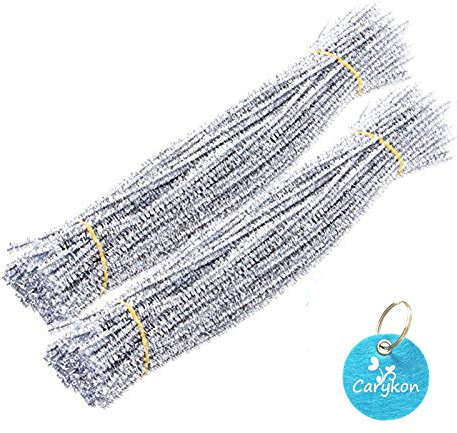 Carykon Tinsel Creative Arts Chenille-Stiele, 6 mm x 30,5 cm, 200 Stück (Silber)